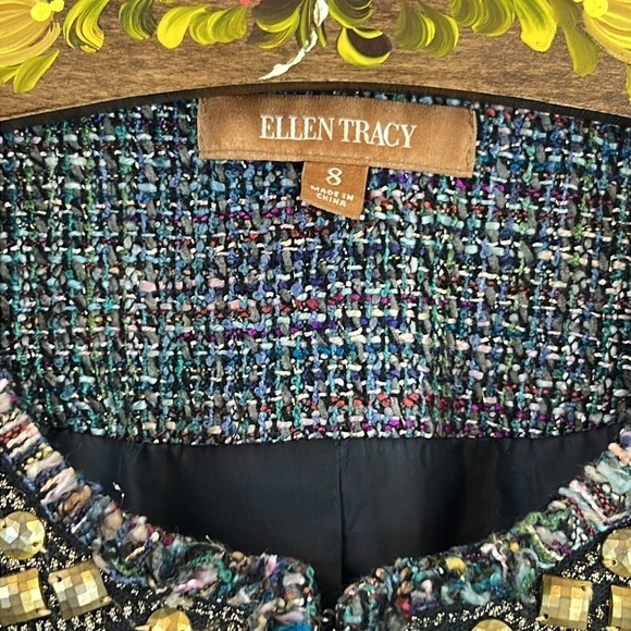 ELLEN TRACY Tweed Jacket w/Embellishments Size 8 - Picture 3 of 7